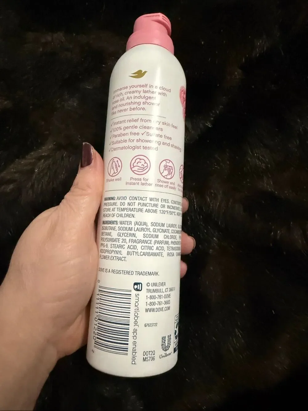 Dove Body Wash Mousse with Rose Oil Shaving 10.3 oz 75% full